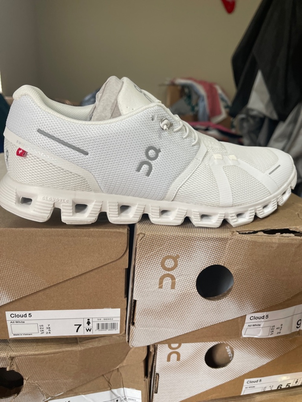 On Running Cloud 5 All White Women’s Athletic Sneakers